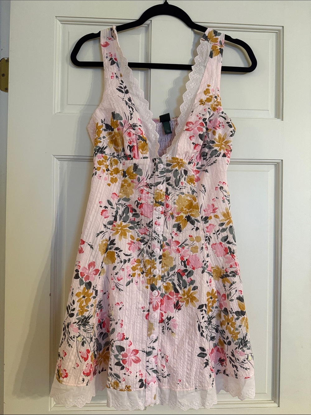 Pink Floral Button-Front Sundress with Lace Trim from Target